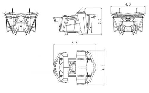 图2 HW450H停机折叠状态示意图