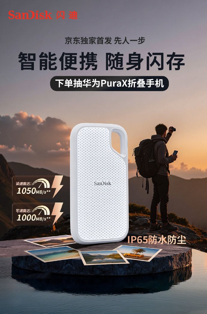 京东闪迪（SanDisk）1TB 移动固态硬盘 PSSD 京东限定版599 元直达链接