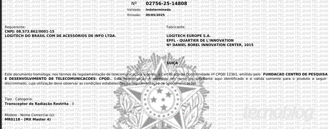 Logitech MX Master 4 Mouse已批准了巴西认证，预计将在