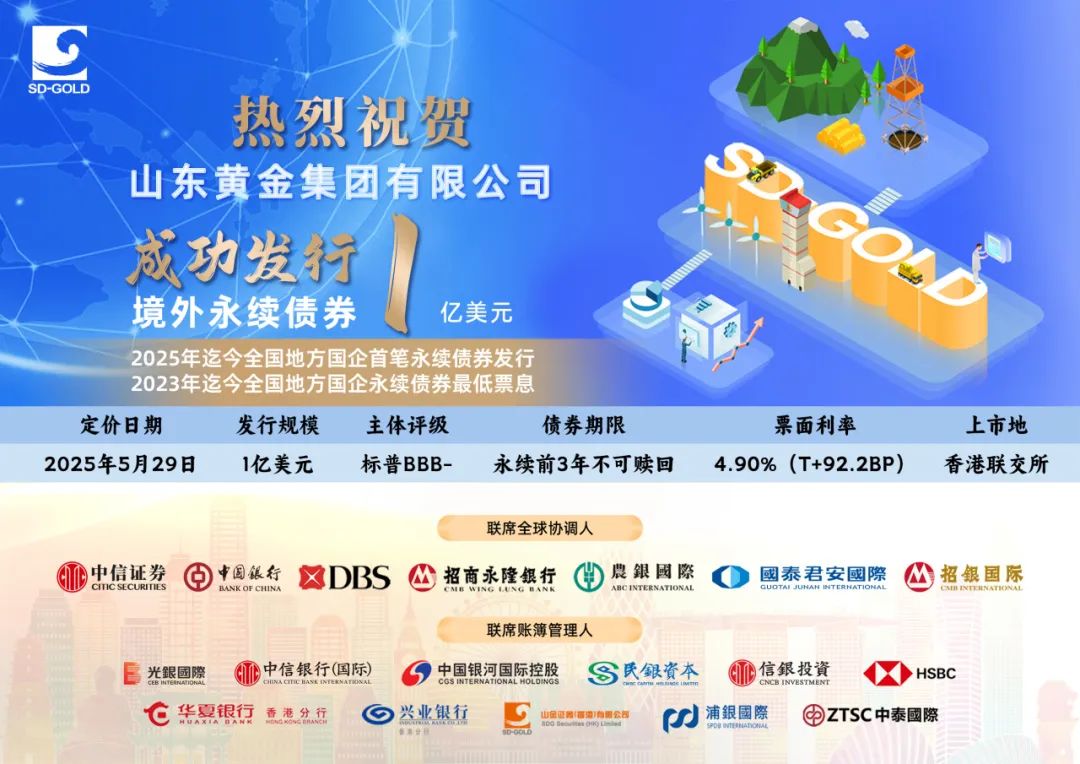 农银国际助力山东黄金成功发行1亿美元次级永续资本债券