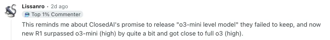 reddit 社区关于 DeepSeek 更新的帖子｜图片来源：reddit  