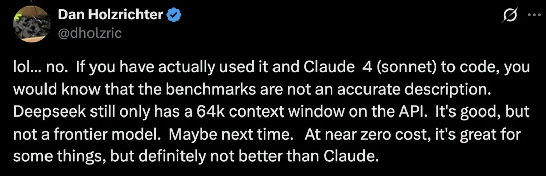X 上关于 DeepSeek 更新的帖子｜图片来源：X  