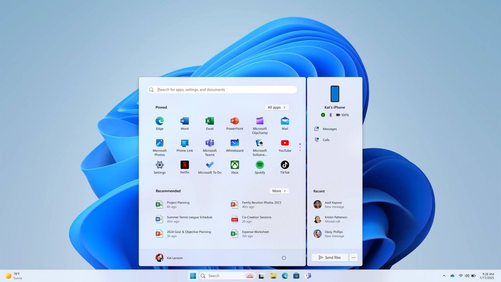 Microsoft Win11预览版的初步探索新功能：带一键式镜像Android电话屏幕的开始菜单