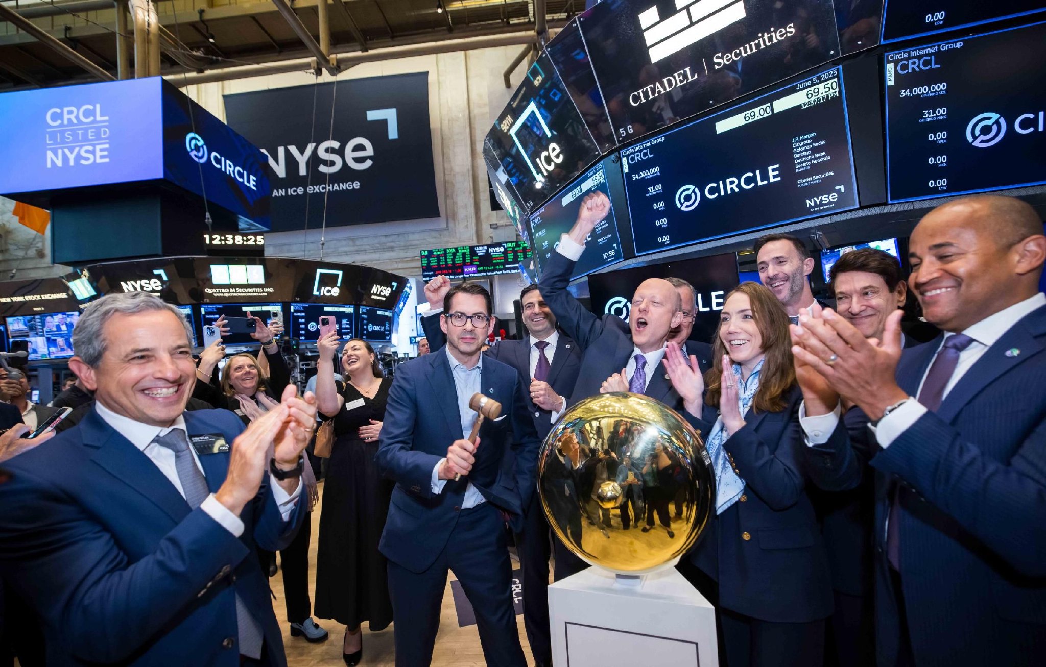 Circle上市第二天再涨29%：市值升至240亿美元CEO称IPO是转折点