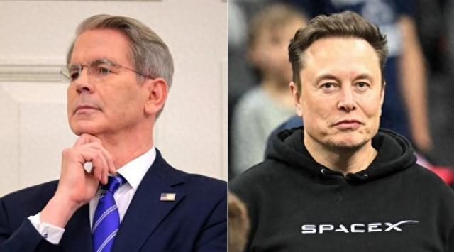 美国财长贝森特与马斯克，拼图 图源：美媒