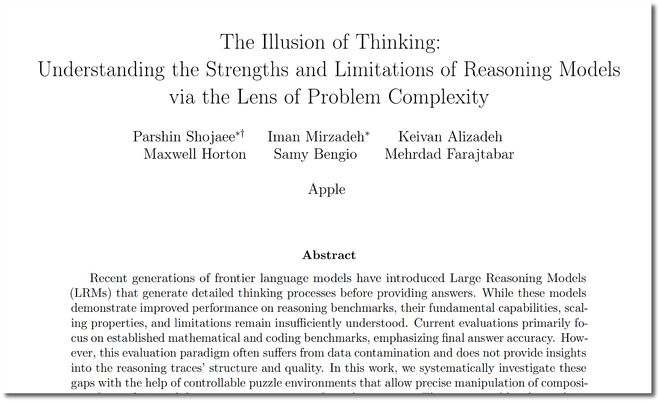 图片来源：论文《思考的幻象：通过问题复杂性的视角理解推理模型的优势与局限》
