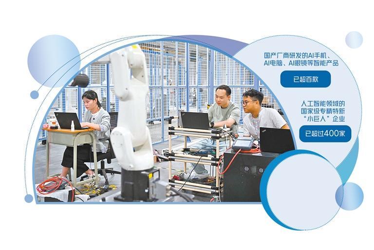 在东莞的广东拓斯达大岭山生产基地，工作人员在测试工业机器人产品。 新华社记者 邓 华摄