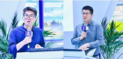 联想集团消费与中小企业笔记本开发中心高级认证经理 刘金龙（左）联宝电子科技认证绿色设计部经理 陆原林 （右）