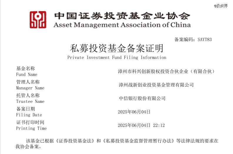 Zhangzhou市政基金“调整和投资”已建立