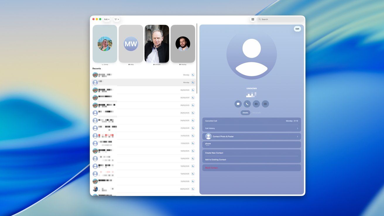 苹果macOS 26 Tahoe 扩展电话应用，Mac 上可直接接打电话