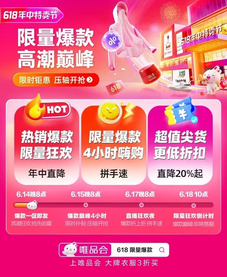 618上一次狂欢节：Vipshop 618高潮今晚开始，最高命