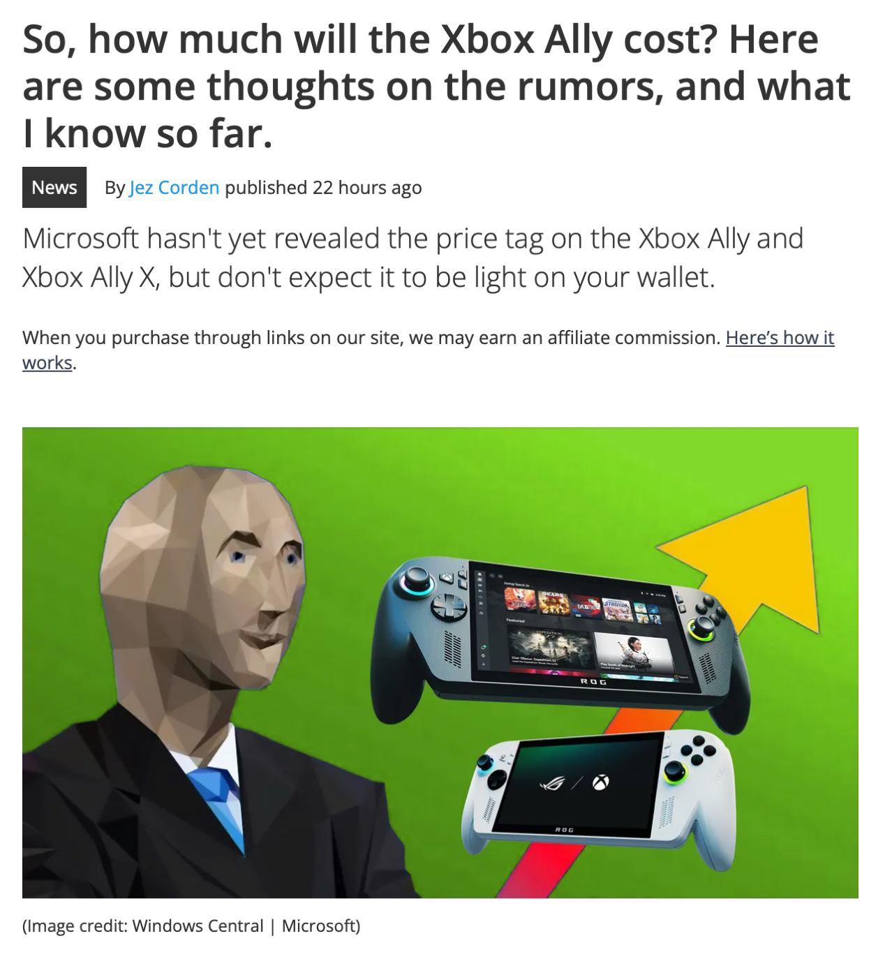 消息称微软ROG Xbox Ally X 掌机售价在899 到999 美元之间