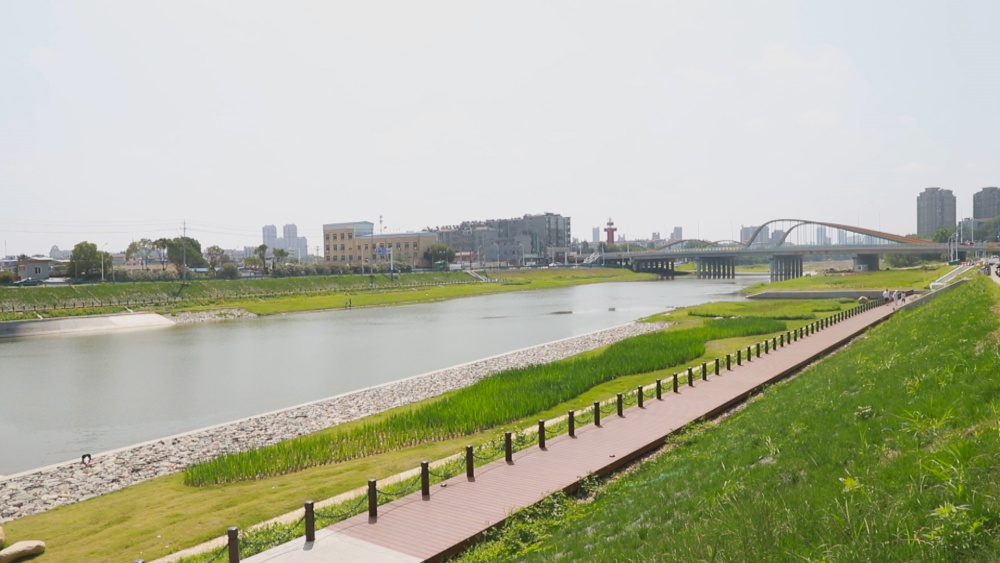 图为龙眠河幸福河湖建设项目彩虹桥建成段