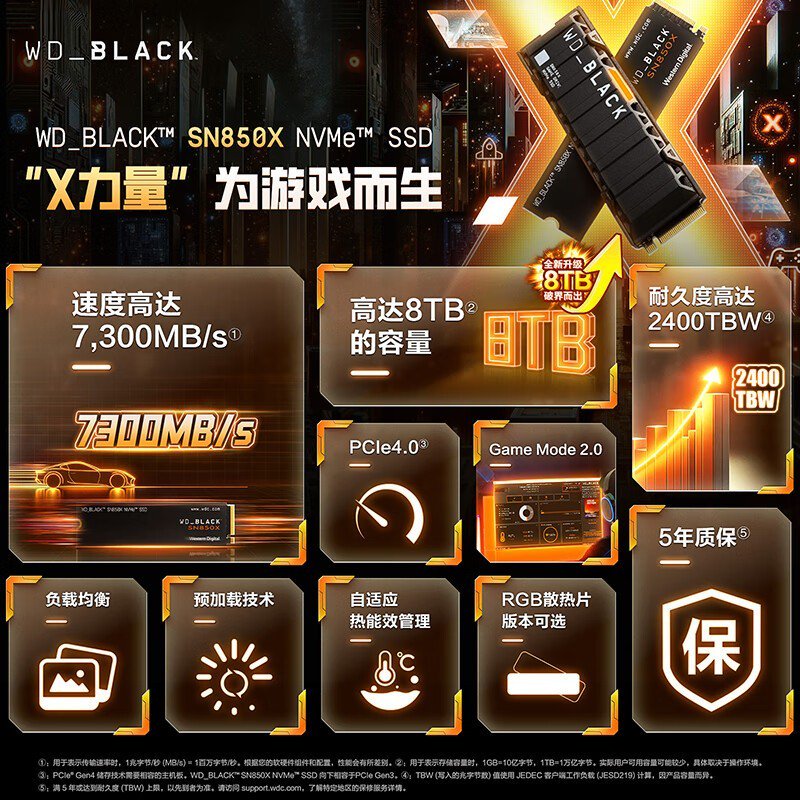 WD黑盘SN850X 1TB NVMe固态硬盘限时特惠