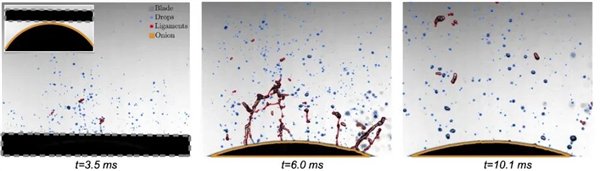 从洋葱切口中喷射液滴 图片来源：参考文献[1]