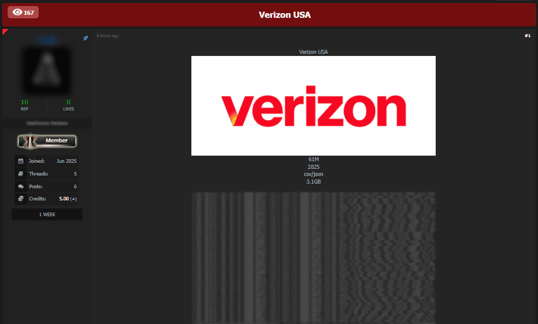 Verizon回答说,有6100万个数据正在销售。最古老的