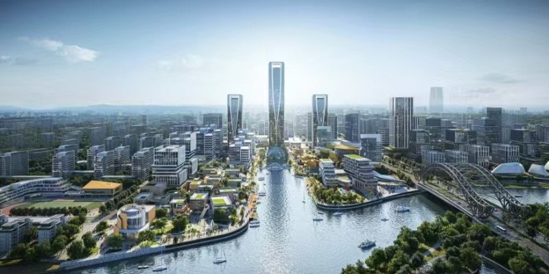 （昆山“城市之心”——青阳港中央商务区效果图  图片来源：昆山市融媒体中心）