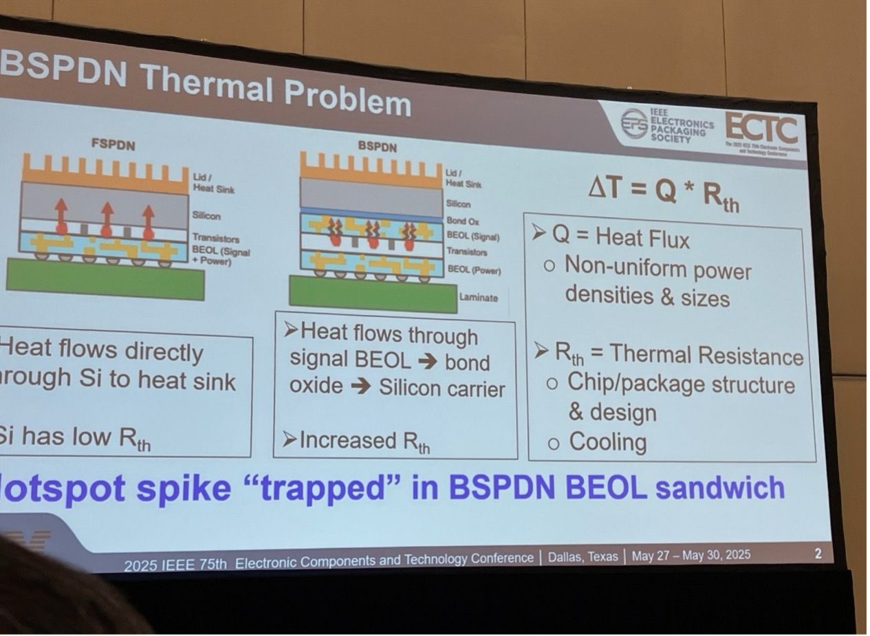 图 6：背面电源会感应出新的热流模式，因为有源器件夹在金属堆栈之间。来源：Laura Peters/半导体工程