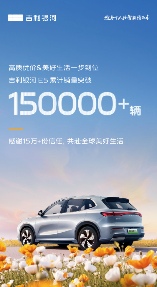 Geely Galaxy E5的电纯电动SUV的累积销售超过150,000辆