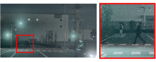 ▲ 以 25mm 焦距、f/1.4 光圈在 120m 远距离 0.1 Lux 照度下的感测结果