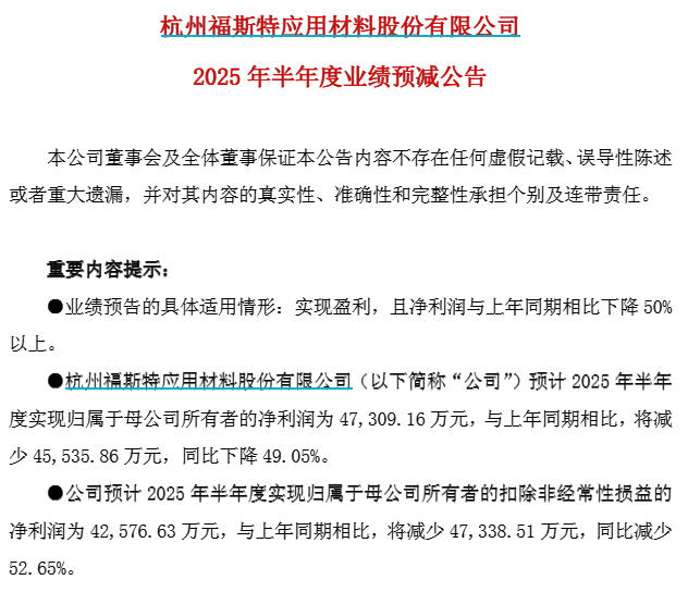 福斯特公告截图