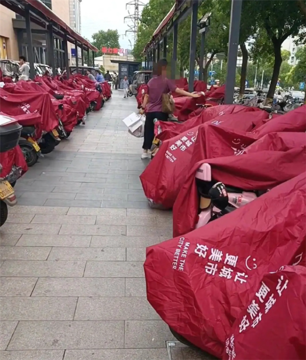网民赞扬客户在雨天在电动汽车上雇用雨披。