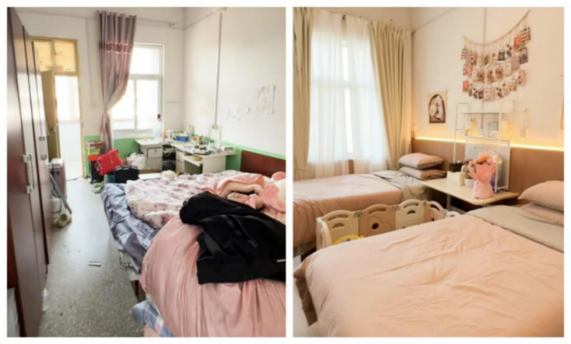 改造前、改造后的教师宿舍