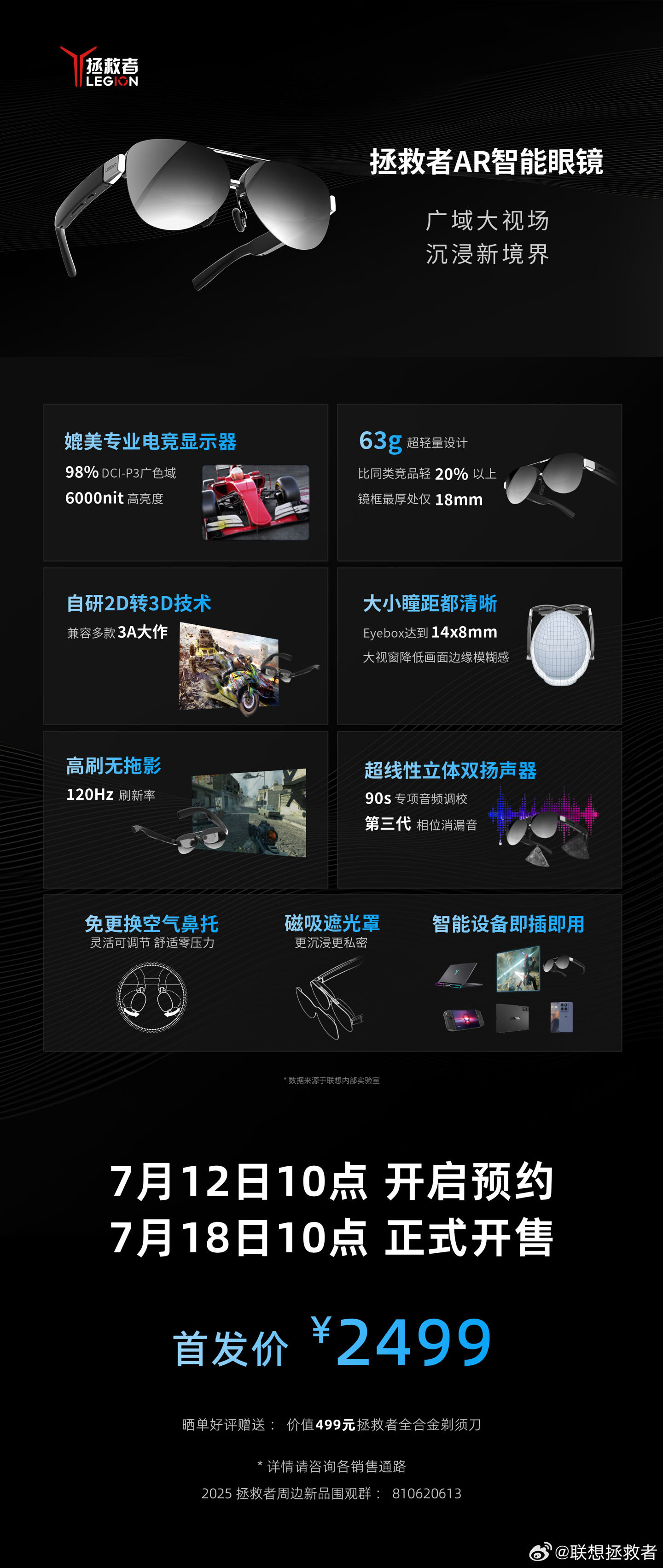 联想推出的储蓄器AR智能眼镜：63克轻巧设计，初