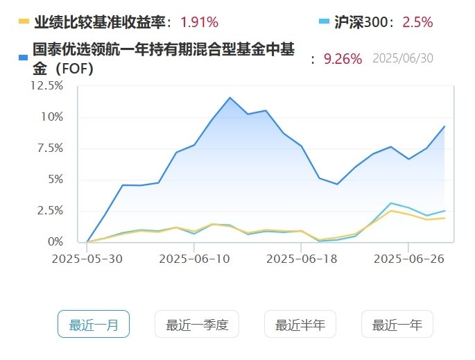 图2：国泰优选领航一年持有2025年6月净值表现