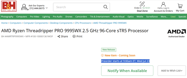 最高96核93000元！AMD线程撕裂者9000系列CPU上架