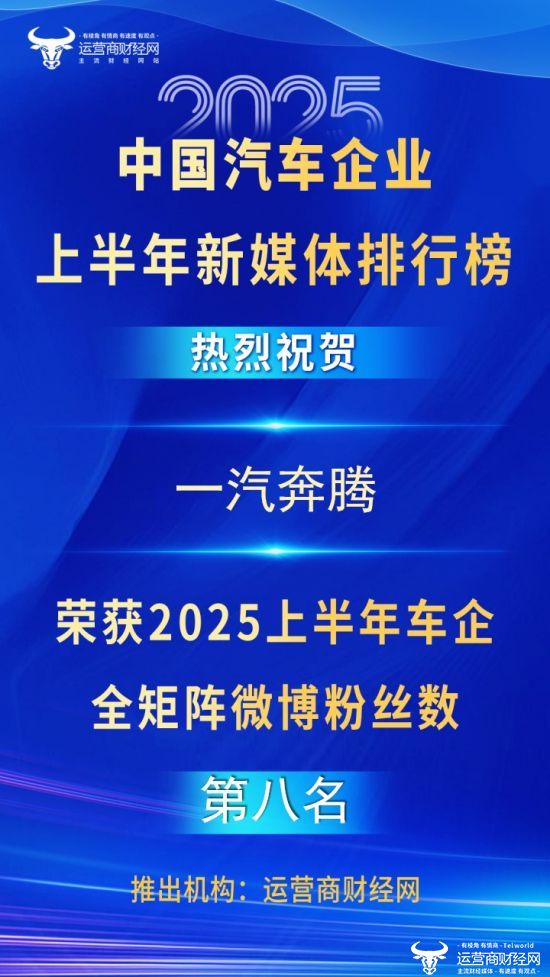 一汽奔腾微博粉丝数489.2万在车企中排第八 但点赞量都是个位数？