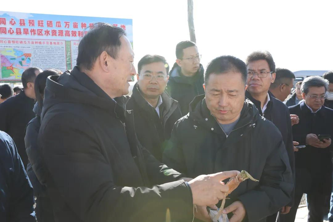 自治区政协调研组与当地干部围绕红葱产业发展和销售进行深入交流。