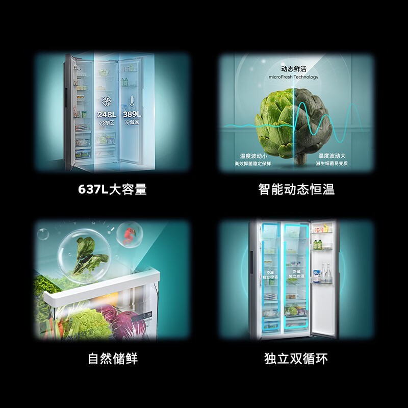 西门子637L对开门冰箱 京东优惠1478元