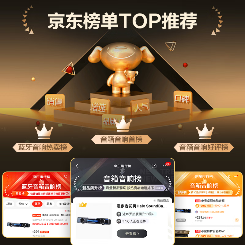 漫步者花再Halo音响京东促销，到手237元