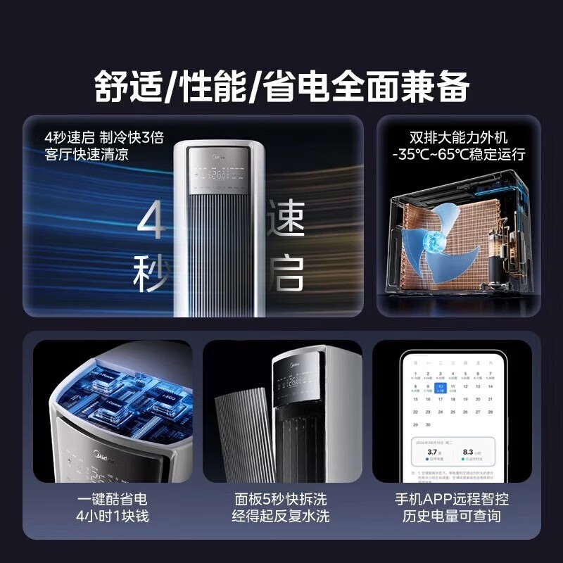 美的风尊二代51LW立柜空调2匹，优惠价4209元