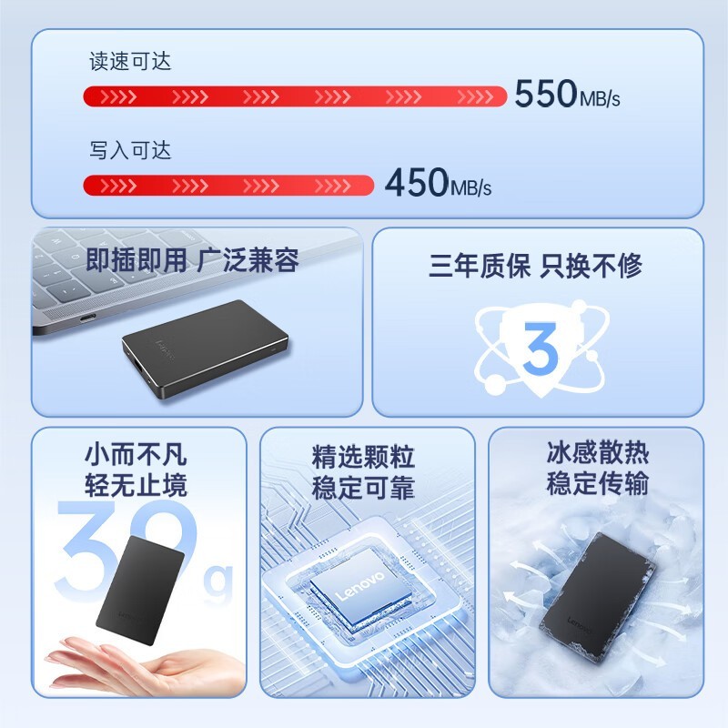 联想Y560 2TB移动固态硬盘，高速读取550MB/s，现价749元