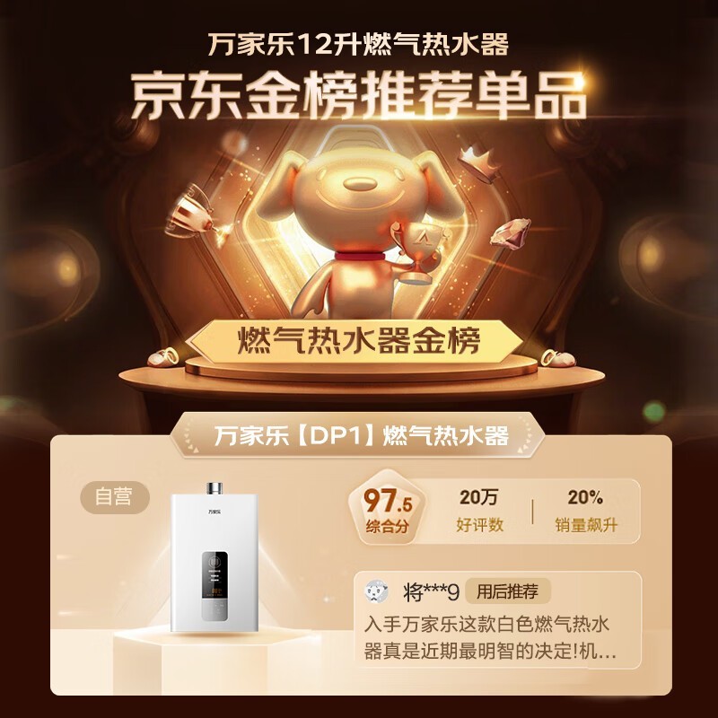 万家乐12升燃气热水器智能变升节能环保高效家用京东特惠