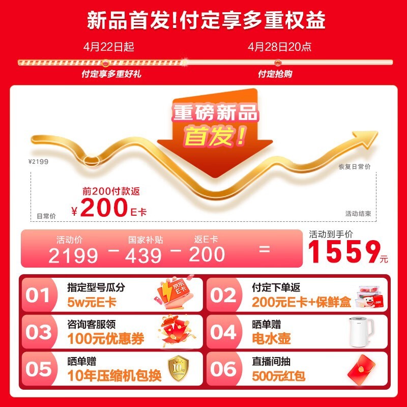 华凌美的大容量冰箱HR-640WKP限时特惠