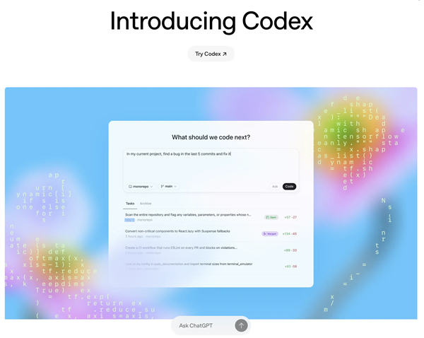 OpenAI 在今年 5 月推出的 AI 编程工具 Codex｜图片来源：OpenAI