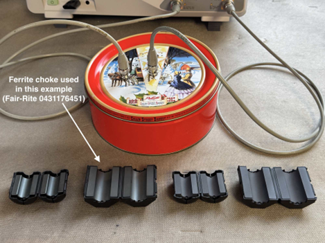 图 5.腔室中的大铁氧体扼流圈会抑制谐振。