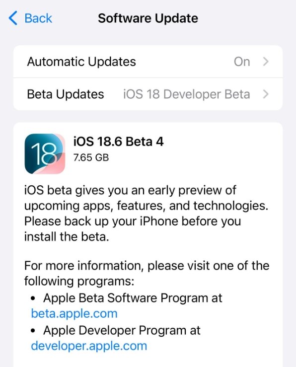 Apple推动iOS 18.6 RC候选版下周推动官方版本