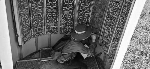 ▲段盼在蜂房内观测、记录。