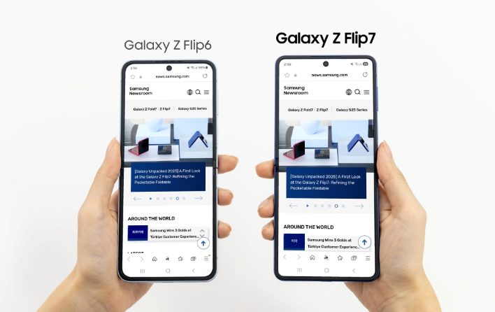 三星Galaxy Z Flip6与Galaxy Z Flip7主屏幕对比