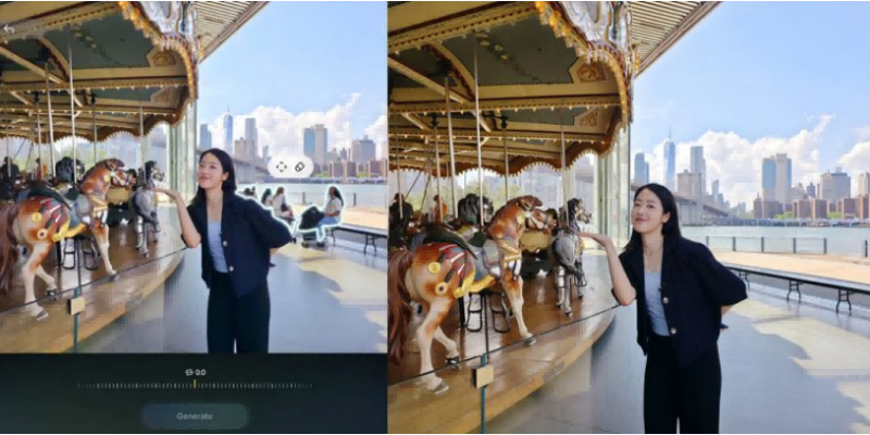 使用生成式编辑功能，自动检测背景中的路人并轻松实现一键消除