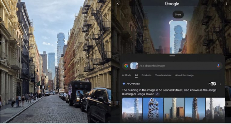 打开即圈即搜功能，圈选画面任意部分，即刻呈现相关信息