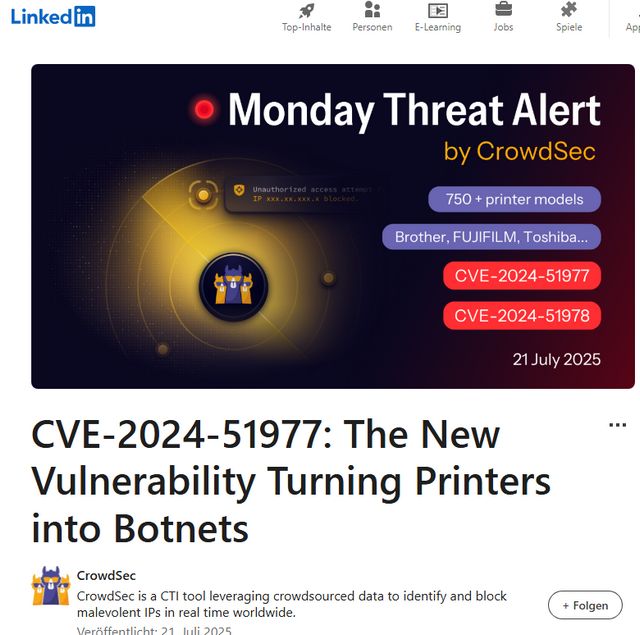 高危打印机漏洞肆虐：兄弟等品牌超 750 款机型受影响，可被远程控制