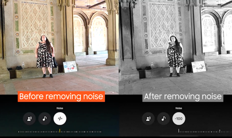音频橡皮擦功能可消除视频中不必要的背景噪音，呈现清晰音质