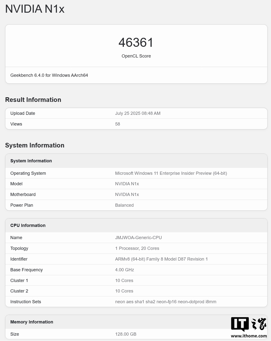 英伟达 N1x 处理器跑分曝光，图形性能与笔记本版 RTX 2050 相当