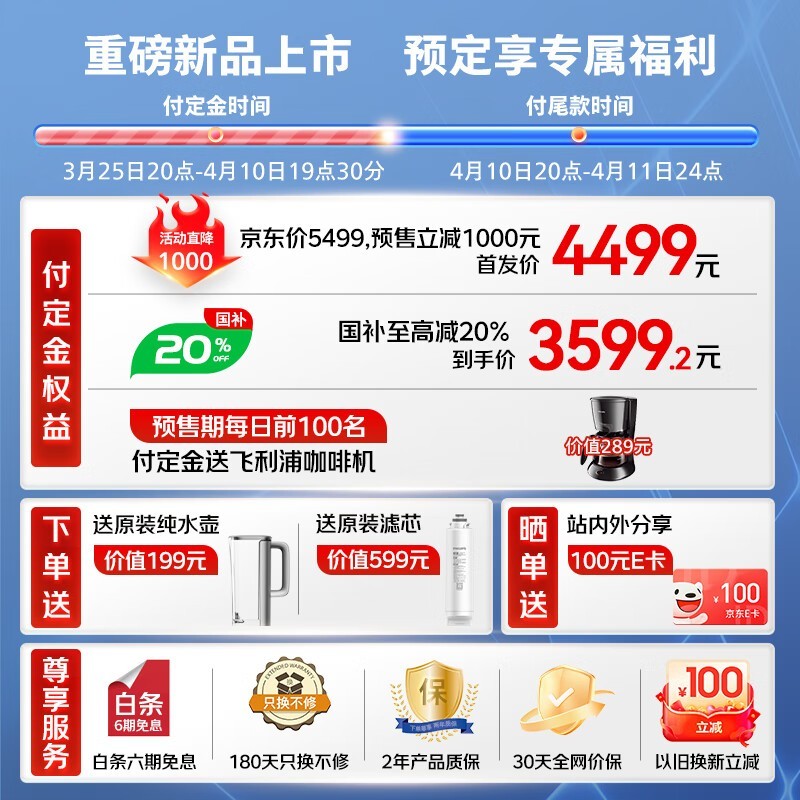 飞利浦冰境i1 pro净饮机京东优惠低至3543元