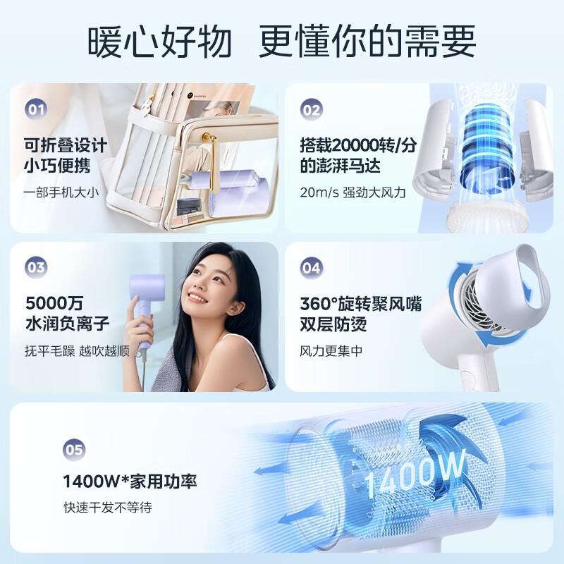 美的负离子电吹风58.65元抢